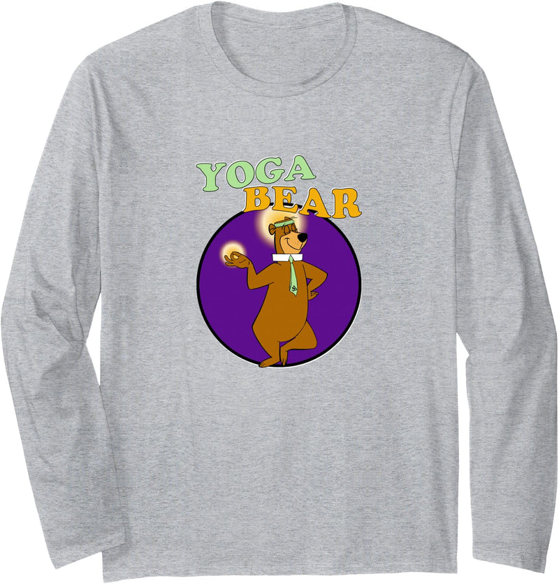 Fancy Getup Yoga Bear Funny Yogi Yoga Workout Long Sleeve T-Shirt - Heather Grey