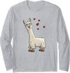 Llama Alpaca Gifts By Skizzenmonster Fancy Cartoon Llama with Hearts | I Love Llama & Alpaca Long Sleeve T-Shirt - Heather Grey