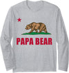 Tee Styley California Republic Papa Bear Dad Fathers Day Gift Long Sleeve T-Shirt - Heather Grey
