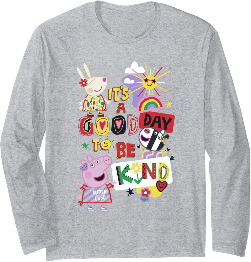 Peppa Pig It's A Good Day To Be Kind Colorful Group Shot Long Sleeve T-Shirt - As Pictured