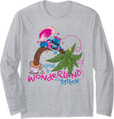 Disney 100 Stitch in Costume Cheshire Cat Wonderland Welcome Long Sleeve T-Shirt