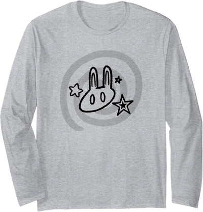 Minimalist Line Art Bunny Face Long Sleeve Shirt
