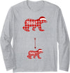 Women's Christmas Funny Cute Pregnancy Apparel Christmas Plaid Bear Mama Baby Polar Pregnancy Announcement Long Sleeve T-Shirt - Heather Grey