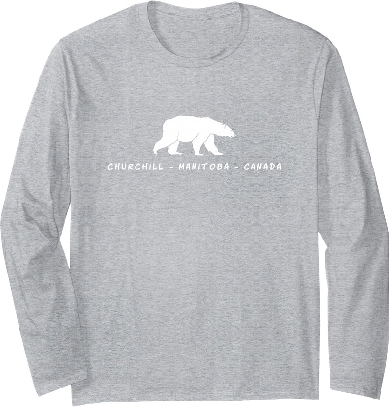 Churchill Polar Bear Shirts & Gifts Churchill Manitoba Canada Polar Bear Long Sleeve T-Shirt - Heather Grey