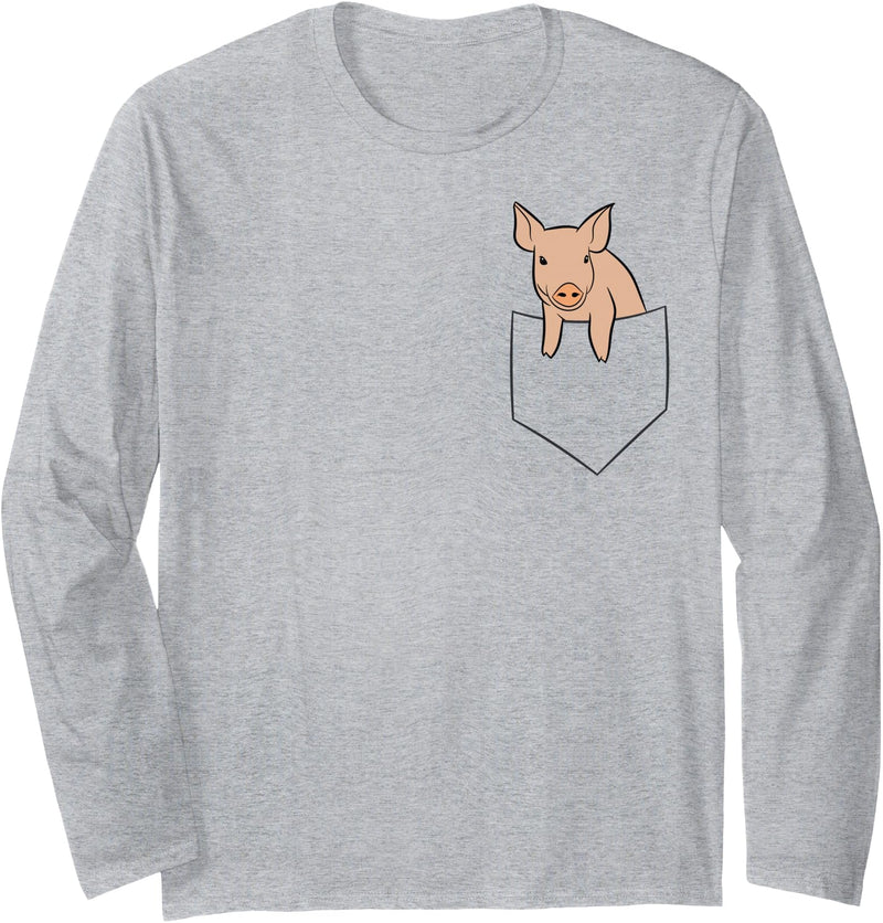 Funny Pig Farmer Gifts Pig in the Bag Funny Bags Pig Long Sleeve T-Shirt - Heather Grey