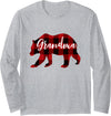 Best Nana Bear Grandma Christmas Plaid Shirts Women Grandma Bear Grandma Christmas Plaid Long-sleeve Shirt - Heather Grey