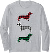 Merry Christmas Holiday Dachshund Dog Wiener Dachshund Dog Merry Christmas Buffalo Plaid Gift Long Sleeve T-Shirt - Heather