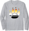 WoofTee Bear Pride Paw Print Long Sleeve T-Shirt - Heather Grey