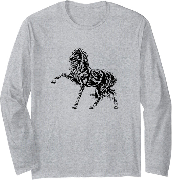 Horses Girls Women Gift + Kids Men Boys Horse Motif Long Sleeve T-Shirt - As Pictured