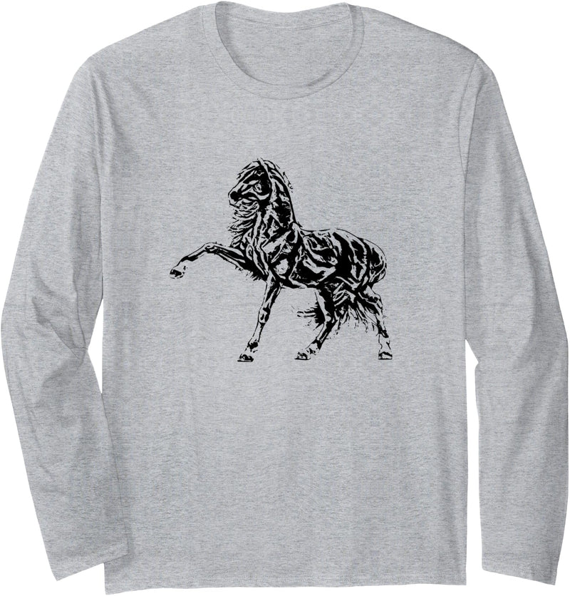 Horses Girls Women Gift + Kids Men Boys Horse Motif Long Sleeve T-Shirt - As Pictured