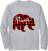 Red Plaid Matching Family Bear Buffalo Red Plaid Nana Bear Shirt Matching Pajama Family Buffalo Tee - Heather Grey