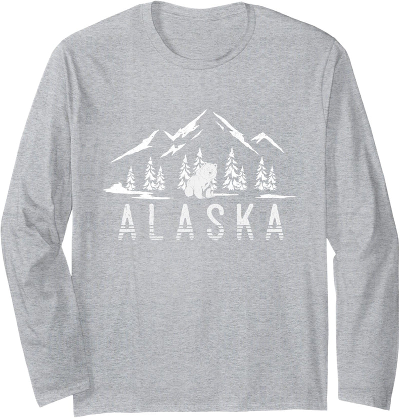 Alaska State Gift Alaskan Bear Alaska Long Sleeve T-Shirt - Heather Grey