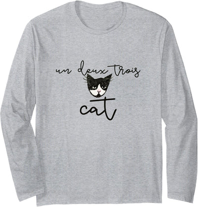Cat Snugg Un Deux Trois CAT funny french Long Sleeve T-Shirt