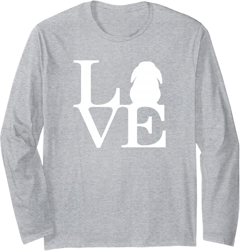 Lop Rabbit Lover, I Love Bunnies Long Sleeve Shirt in Heather Grey
