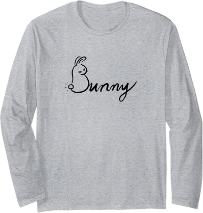 Cute Bunny Calligraphy Long Sleeve Shirt