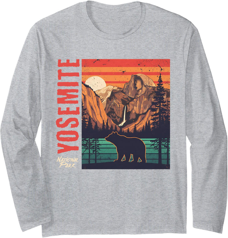 Yosemite National Park California Souvenirs Yosemite National Park California USA Retro Vintage Nature Long Sleeve T-Shirt - Heather Grey