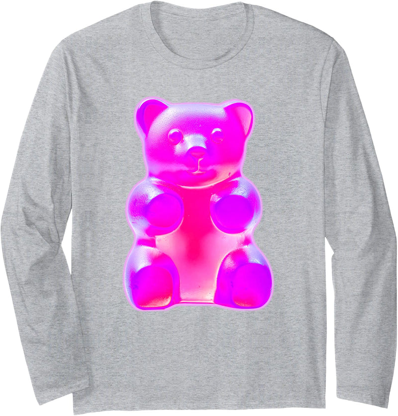 Urban Empyre Pink Gummy Bear Long Sleeve T-Shirt - Heather Grey