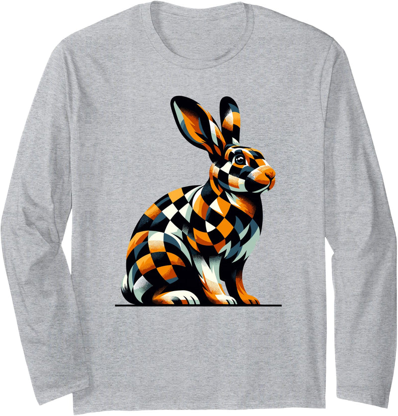 Rabbit Lovers Graphic Long Sleeve Shirt in Heather Grey