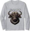 Funny Meme Smart Buffalo Gift Funny Necklace Leopard Glasses Smart Buffalo Long Sleeve T-Shirt - Heather Grey