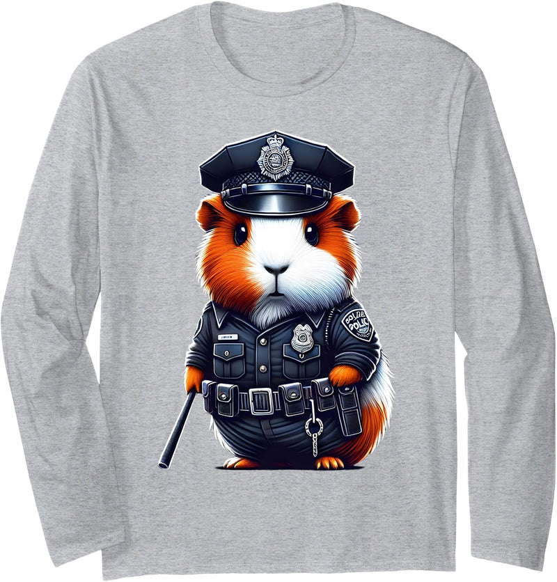 Guinea Pig lover Gifts & Apparel Police Officer Guinea Pig Cop on Police Guinea Pig Long Sleeve T-Shirt - Heather Grey