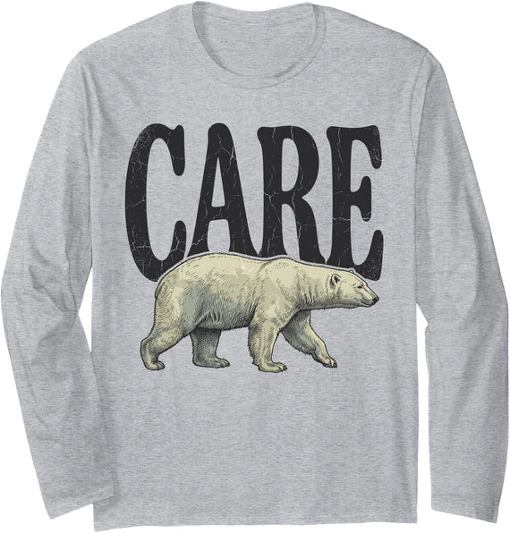 Take Care Polar Bear Retro Vintage Funny Saying Take Care Polar Bear Retro Vintage Funny Winter Saying Long Sleeve T-Shirt - Heather Grey