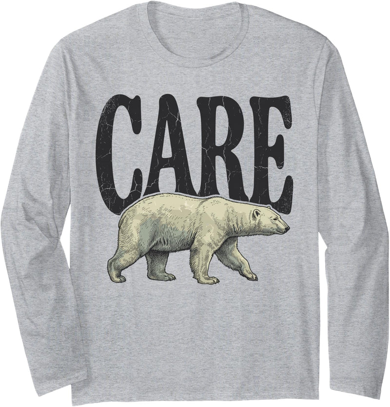 Take Care Polar Bear Retro Vintage Funny Saying Take Care Polar Bear Retro Vintage Funny Winter Saying Long Sleeve T-Shirt - Heather Grey