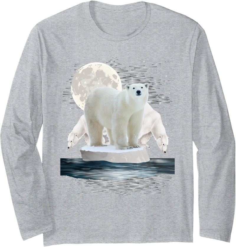 Funny Polar Bear Shirts Polar Bears - Wildlife Zoo Animal Lover Zookeeper Nature Long Sleeve T-Shirt - Heather Grey