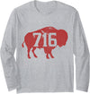 Buffalo New York - Area Code 716 Buffalo NY Area Code 716 Pride Bison Buffalo New York Long Sleeve T-Shirt - Heather Grey
