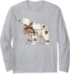 Cute Polar Bear Xmas Quilt Winter Holiday Patchwork Polar Bear Cute Christmas Quilt Long Sleeve T-Shirt - Heather Grey