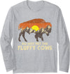 Bison Lover Shirts Do Not Pet The Fluffy Cows - Bison Buffalo Lover Wildlife Long Sleeve T-Shirt - Heather Grey