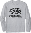 California Republic Bear Designs California Republic Flag Distressed Bear Long Sleeve T-Shirt - Heather Grey