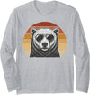 Polar Bear Retro Sunset Vintage Prints Co Polar Bear Retro Sunset Animal Lover Vintage Cool Owner Long Sleeve T-Shirt - Heather Grey