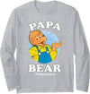 The Berenstain Bears Papa Bear Long Sleeve T-Shirt - Black, XXL, Adult, Unisex, Long Sleeve, Classic Fit, Cotton 100% - Heather Grey