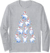 White Giant Christmas Tree Lights Santa Hats Polar Bear Christmas Tree Funny Ice Bear Holiday Long Sleeve T-Shirt - Heather Grey