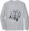 Cute English Lop Eared Bunny Rabbit Long Sleeve Shirt in Heather Grey
