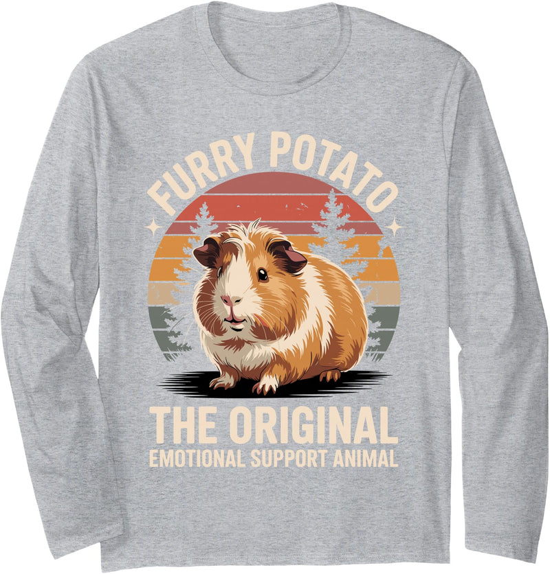 Guinea Pig Gift Guinea Pig Accessories & Stuff Cute Guinea Pig Art for Men Women Adult Guinea Pig Lover Long Sleeve T-Shirt - Heather Grey
