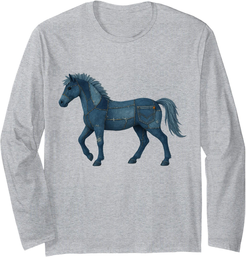 Horse Denim Design Horse Denim Long Sleeve T-Shirt - Heather Grey