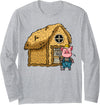 Lazy Halloween Costume Designs Three Pigs Lazy Halloween Costume - Straw House Long Sleeve T-Shirt - Heather Grey