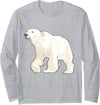 Animal and Pet Lovers Polar Bear Arctic Animal Realistic Retro Long Sleeve T-Shirt - Heather Grey