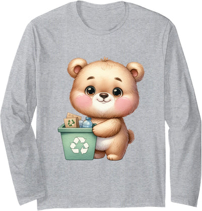 Cute Baby Bear with Recycling Bin Long Sleeve Tee