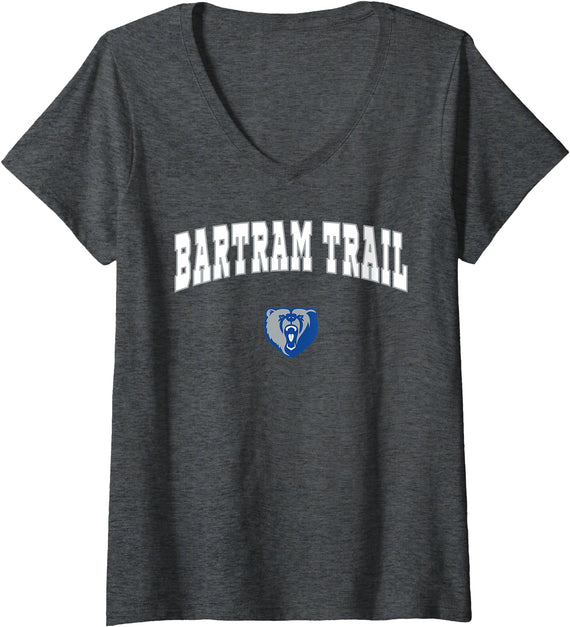 Official High School Fan Gear Womens Bartram Trail High School Bears V-Neck T-Shirt - Dark Heather Grey