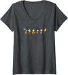 Womens Peanuts Halloween Line V-Neck T-Shirt - Dark Heather Grey