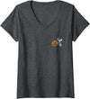 Womens Peanuts Halloween Cool Pumpkin Snoopy V-Neck T-Shirt - Dark Heather Grey