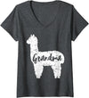 VepaDesigns Funny Llama Shirts Womens Grandma Llama Cute Alpaca Animal Lover Llama-Lover V-Neck T-Shirt - Dark Heather Grey