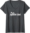 Halloween Spooky T's Womens Spoiled Bat V-Neck T-Shirt - Dark Heather Grey