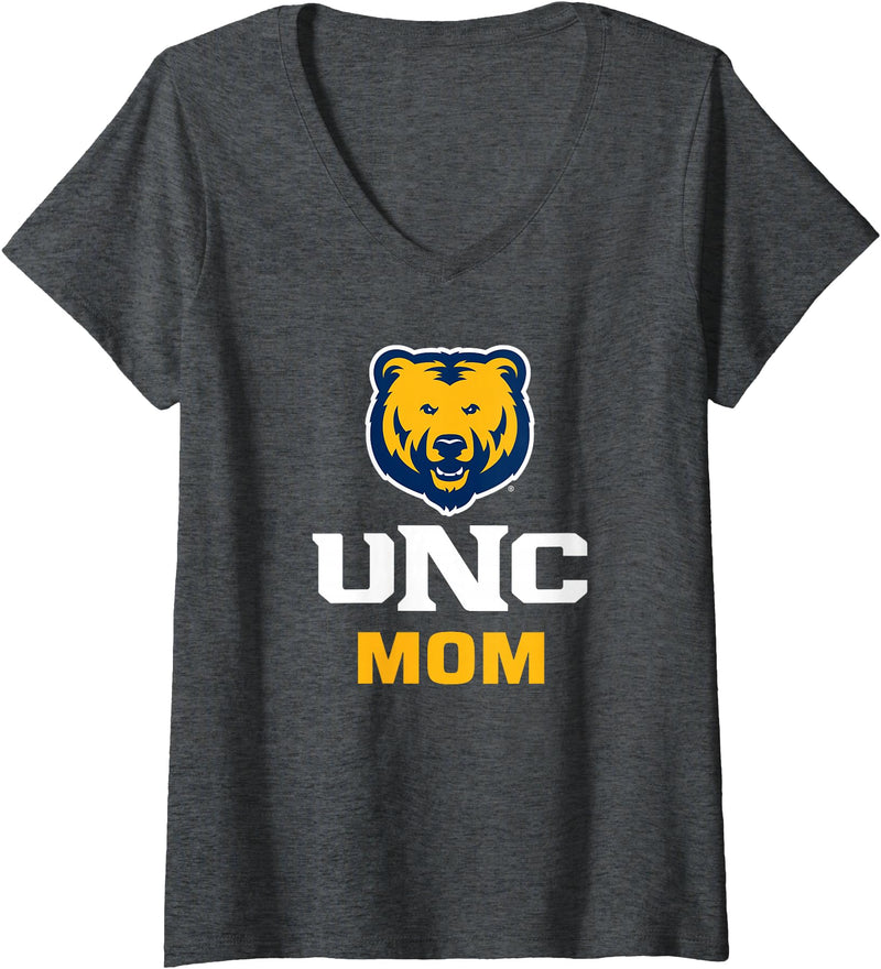 Campus Lab Womens University of Northern Colorado Bears Mom V-Neck T-Shirt - Dark Heather Grey