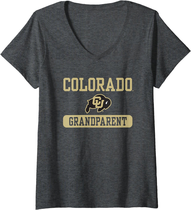Elite Authentics Womens Colorado Buffaloes Grandparent Officially Licensed V-Neck T-Shirt - Dark Heather Grey