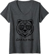 Womens Mama Bear Grizzly Mom V-Neck T-Shirt - Dark Heather Grey