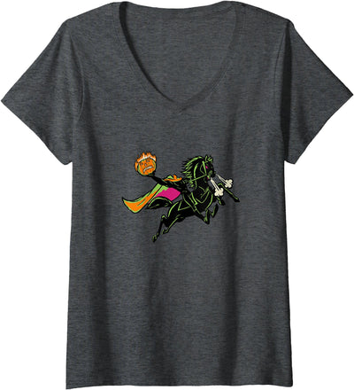 Womens Disney Sleepy Hollow Halloween Headless Horseman Retro V-Neck T-Shirt