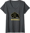 Buffalo High School, Buffalo, WY 82834 Women's Buffalo High School WY Logo Baseball V-Neck T-Shirt - Dark Heather Grey